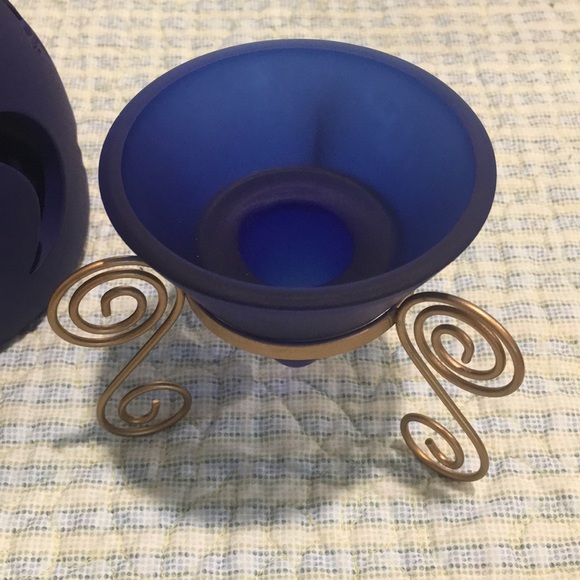 Oil and Candle Burner Navy Blue 5-Piece Set NEW Star & Moon Cut-Out Design NICE - Picture 5 of 11